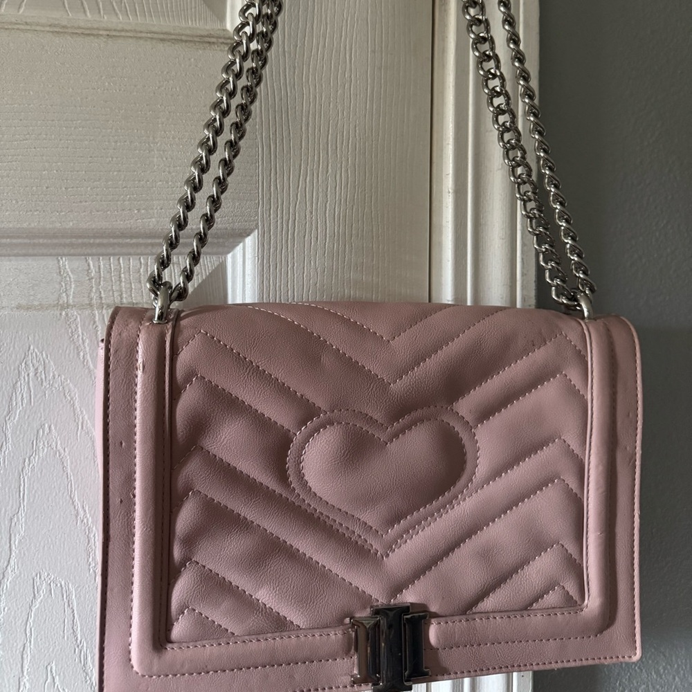 INC International Concepts Pink Heart Quilted Shoulder Bag